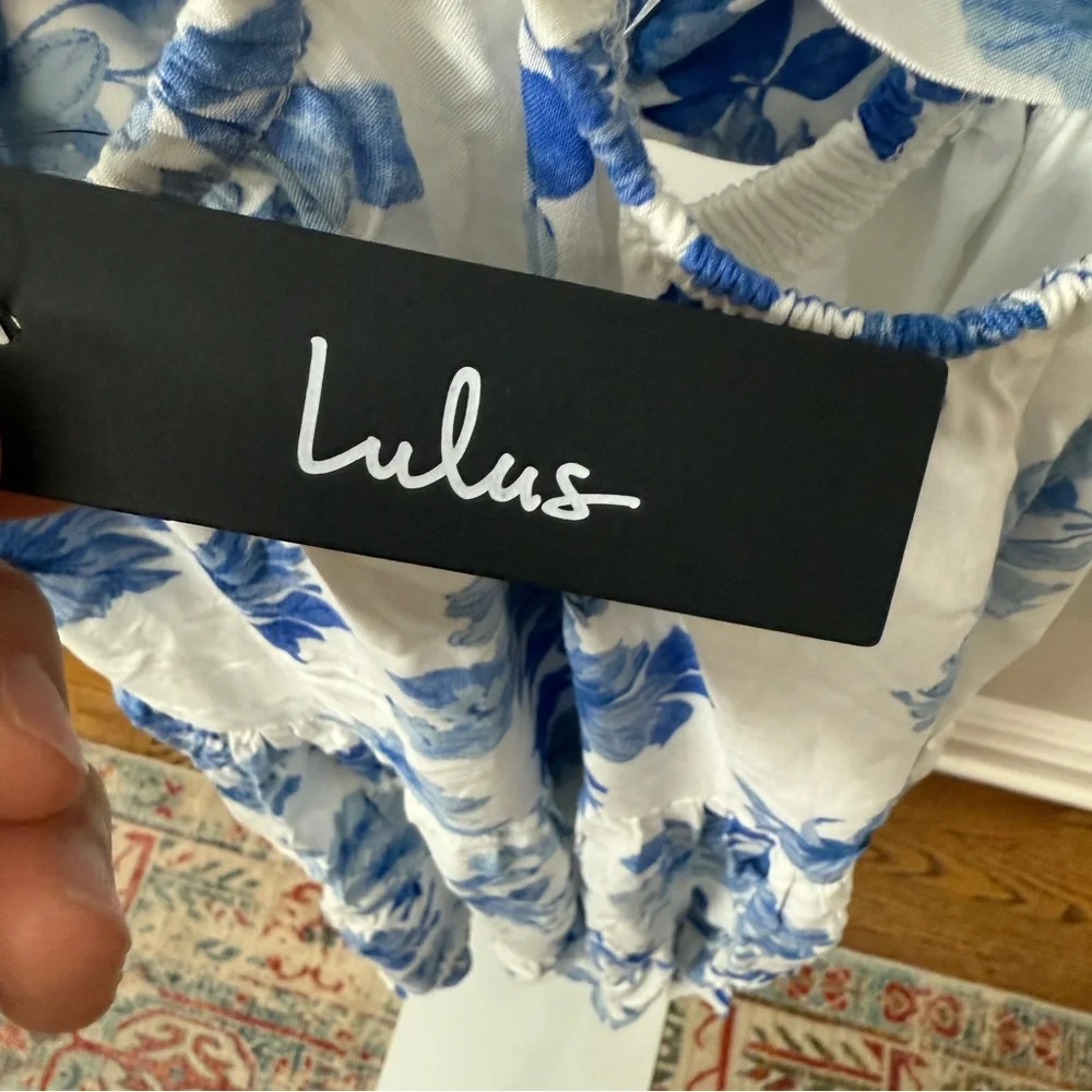 Lulus Summery Successes White Floral Halter Tie-Back Midi Dress size XS - Picture 6 of 7